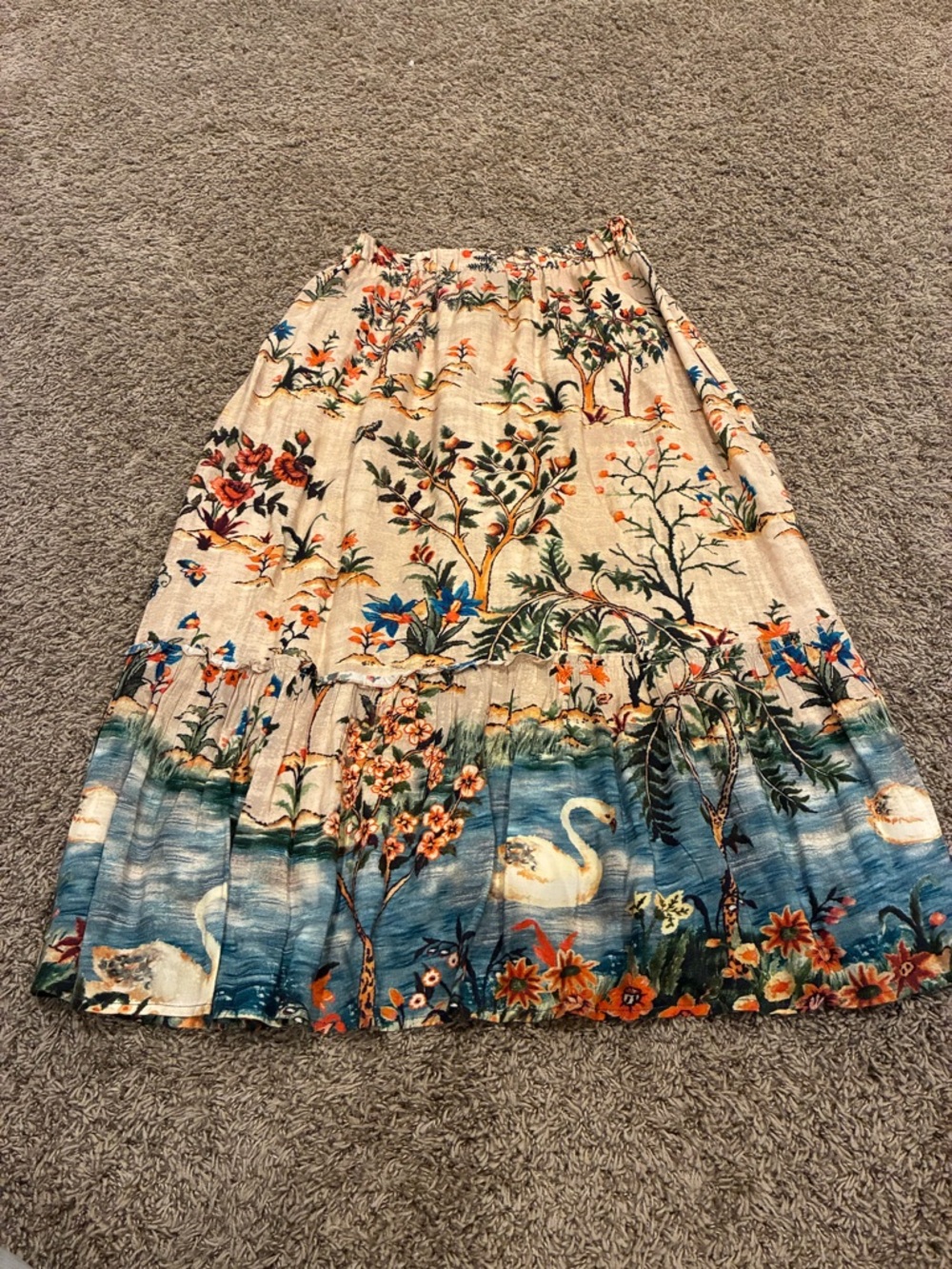 Vineet Bahl Anthropologie Swan Lake Midi Skirt Floral Nature Pockets Unique 425 - Picture 5 of 16